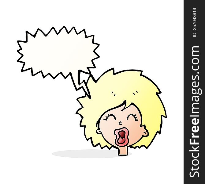 cartoon woman screaming with speech bubble