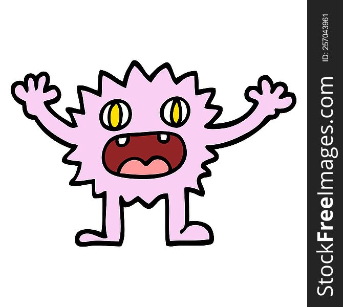 hand drawn doodle style cartoon funny furry monster