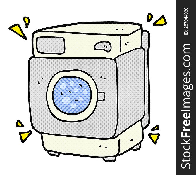 freehand drawn cartoon rumbling washing machine