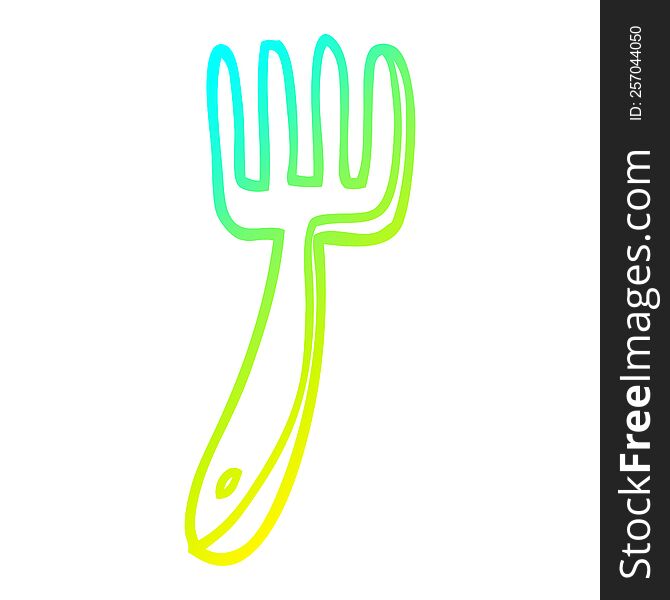 cold gradient line drawing of a cartoon fork
