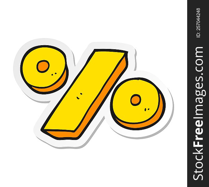 sticker of a cartoon percentage symbol