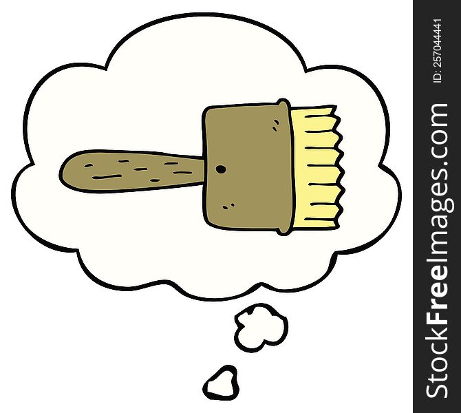 cartoon paintbrush with thought bubble. cartoon paintbrush with thought bubble