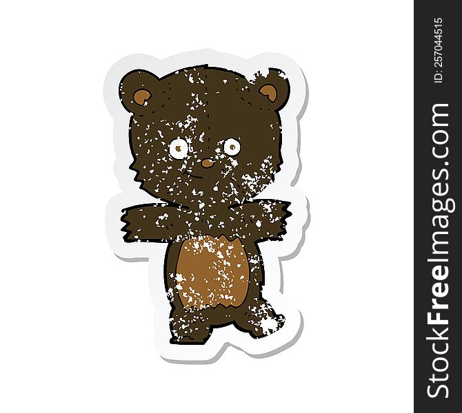 Retro Distressed Sticker Of A Cartoon Cute Black Bear
