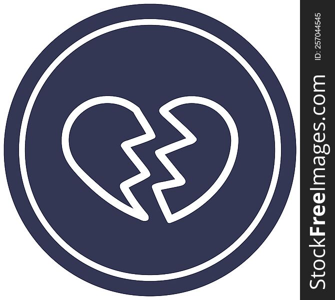 broken heart circular icon symbol