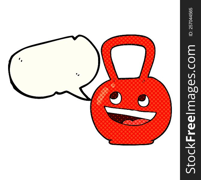 freehand drawn comic book speech bubble cartoon kettle bell