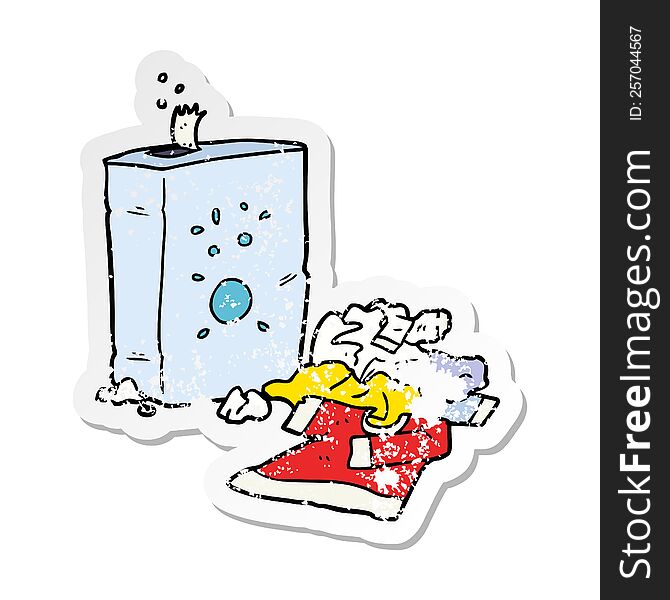 distressed sticker of a cartoon washing powder and laundry