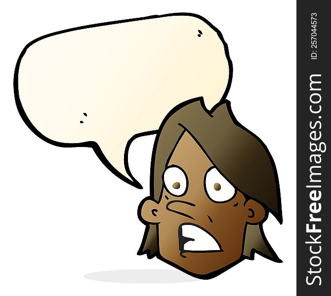 Cartoon Frightened Face With Speech Bubble