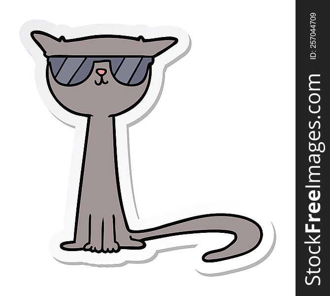 sticker of a cartoon cool cat