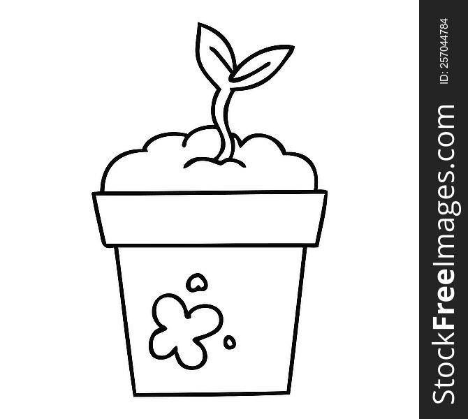 Quirky Line Drawing Cartoon Seedling