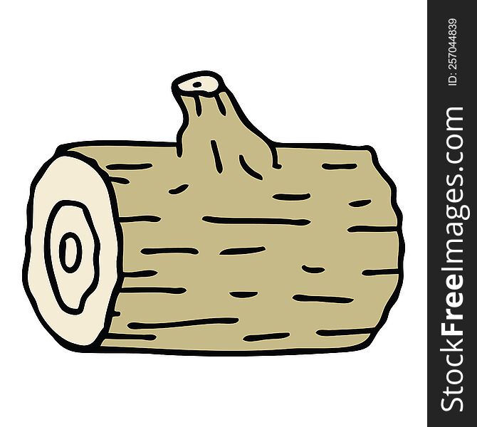 Quirky Hand Drawn Cartoon Wooden Log