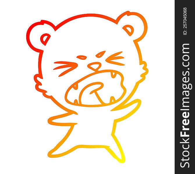 Warm Gradient Line Drawing Angry Cartoon Bear