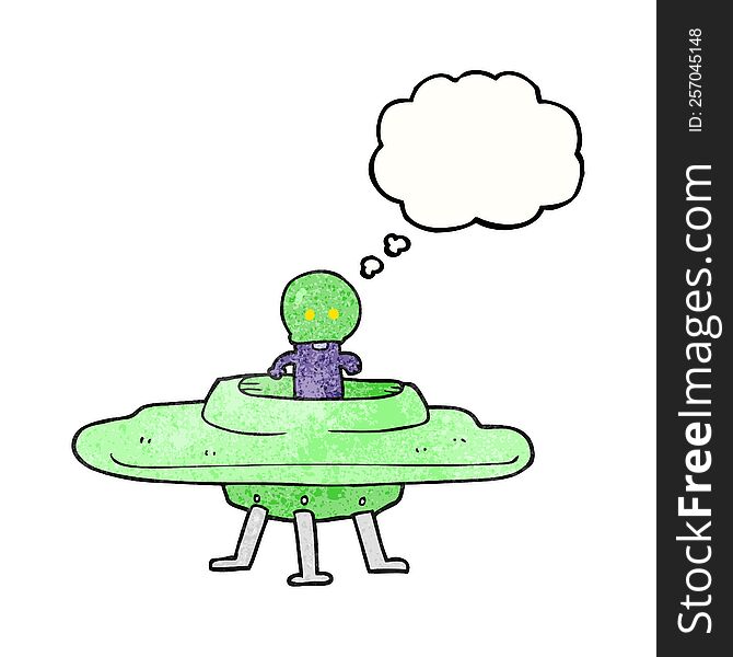 Thought Bubble Textured Cartoon Flying Saucer
