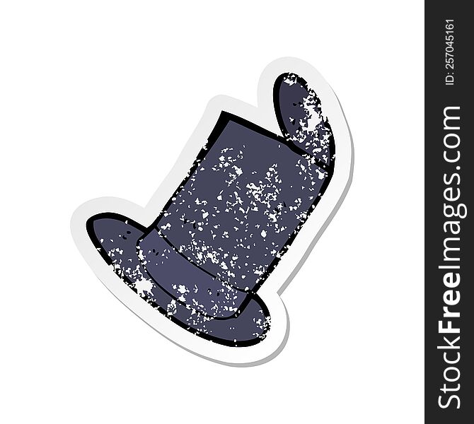 Retro Distressed Sticker Of A Cartoon Old Top Hat