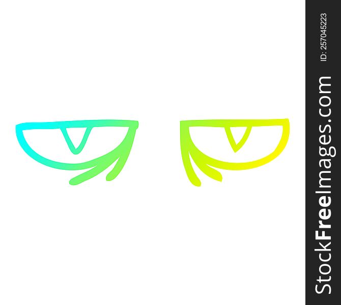 cold gradient line drawing of a cartoon evil eyes