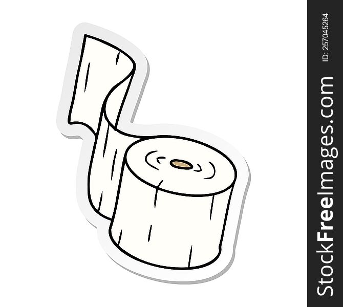 hand drawn sticker cartoon doodle of a toilet roll