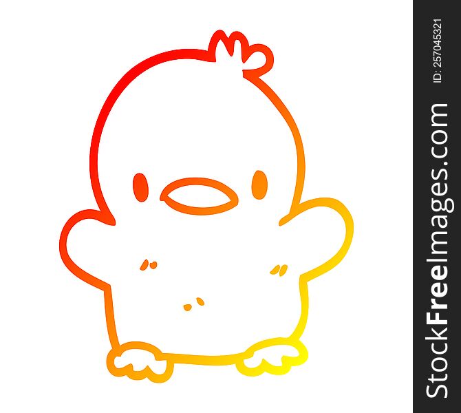 warm gradient line drawing of a cartoon baby duck