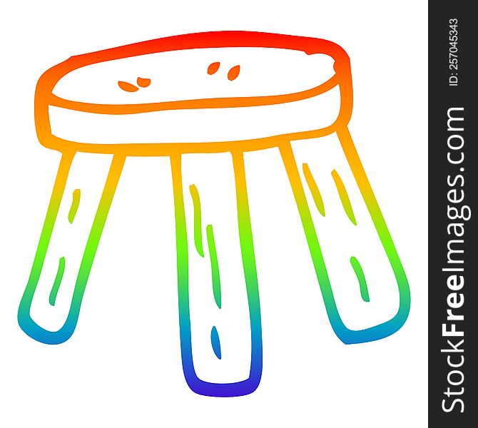 rainbow gradient line drawing of a cartoon small stool