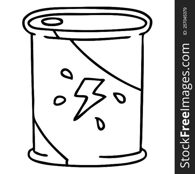 Quirky Line Drawing Cartoon Barrel Of Fuel