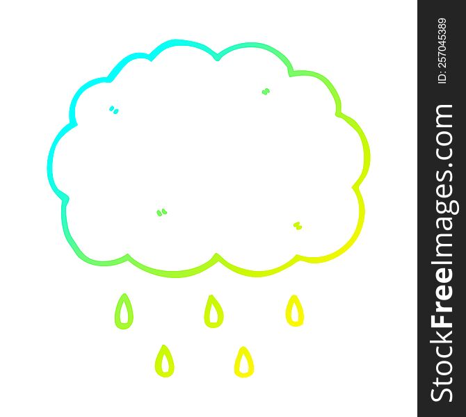 Cold Gradient Line Drawing Cartoon Cloud Raining