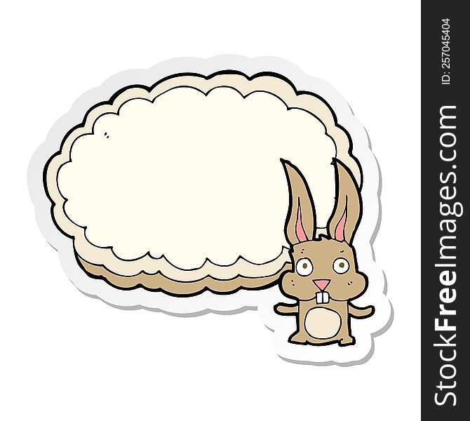 sticker of a cartoon rabbit with text space cloud