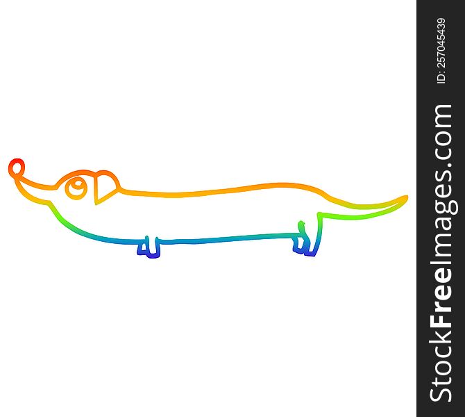 rainbow gradient line drawing of a cartoon dachshund