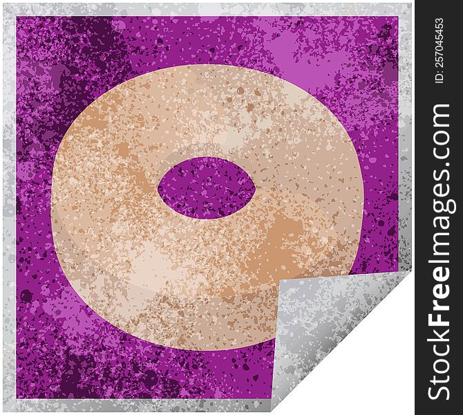 donut graphic vector illustration square sticker. donut graphic vector illustration square sticker
