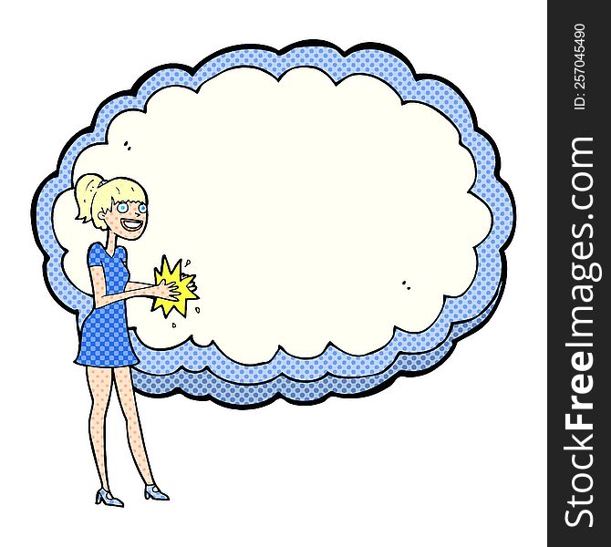 Woman With Text Space Cloud
