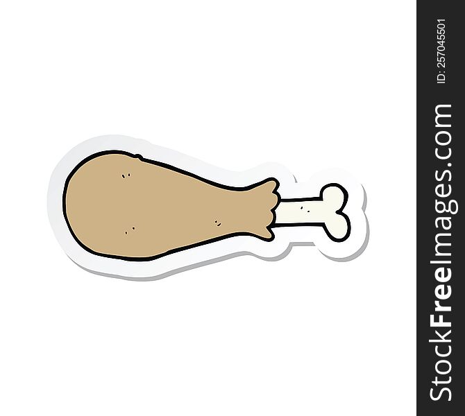 Sticker Of A Cartoon Chicken Leg