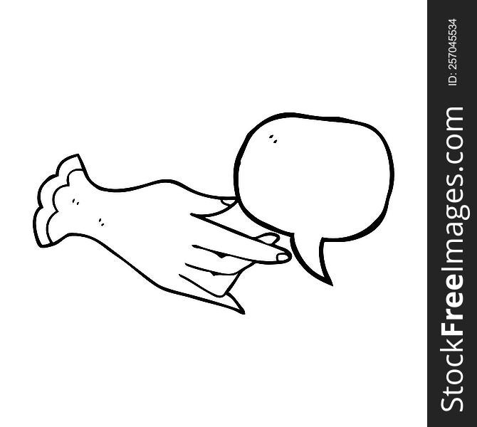 freehand drawn speech bubble cartoon hand