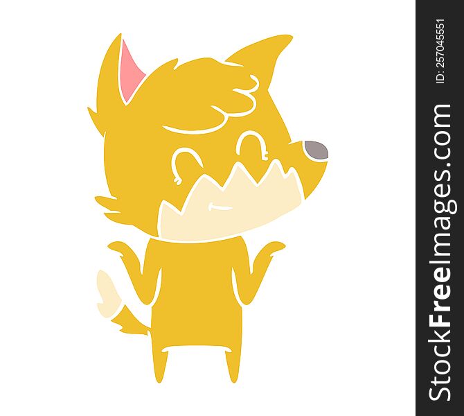 flat color style cartoon happy fox
