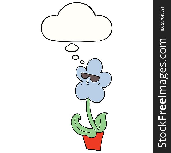 Cool Cartoon Flower And Thought Bubble
