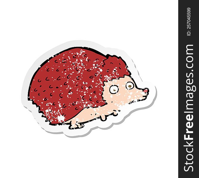 Retro Distressed Sticker Of A Cartoon Hedgehog