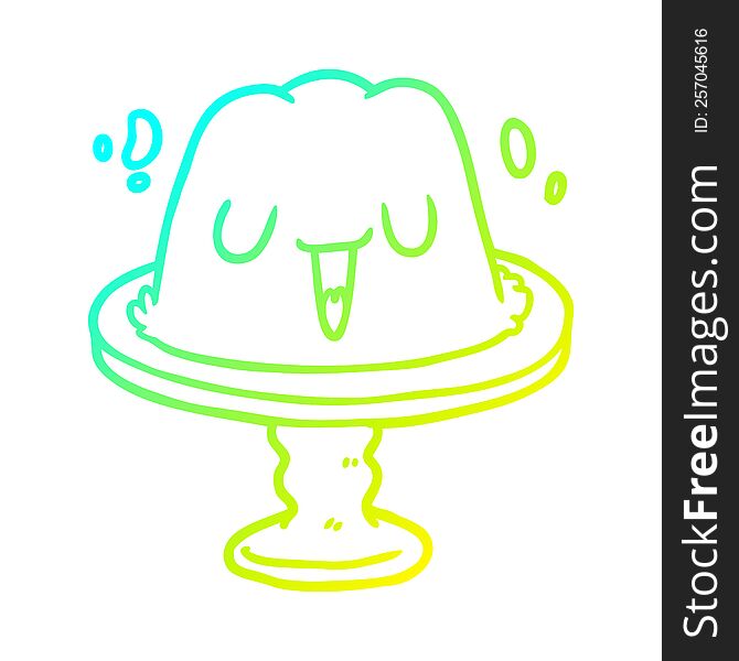 cold gradient line drawing of a jelly on plate wobbling