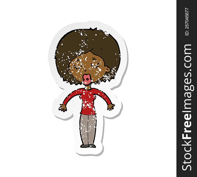 retro distressed sticker of a cartoon woman with closed eyes