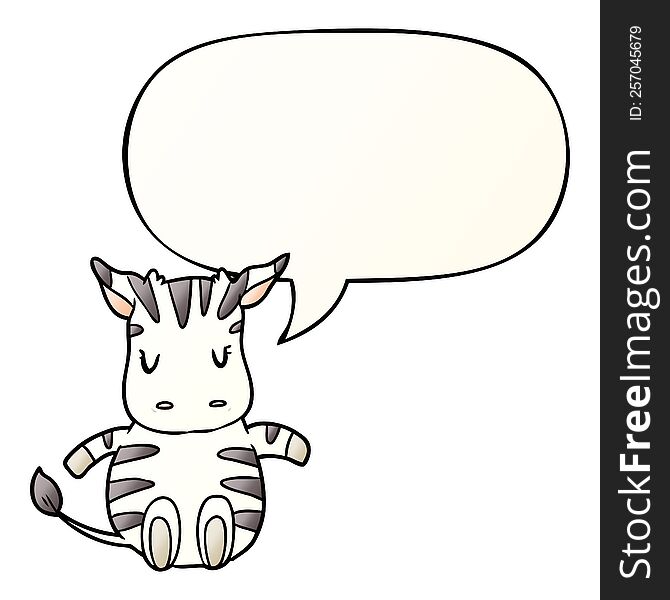 cute cartoon zebra and speech bubble in smooth gradient style