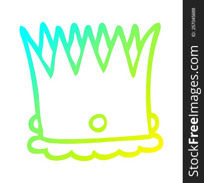 cold gradient line drawing of a cartoon royal crown