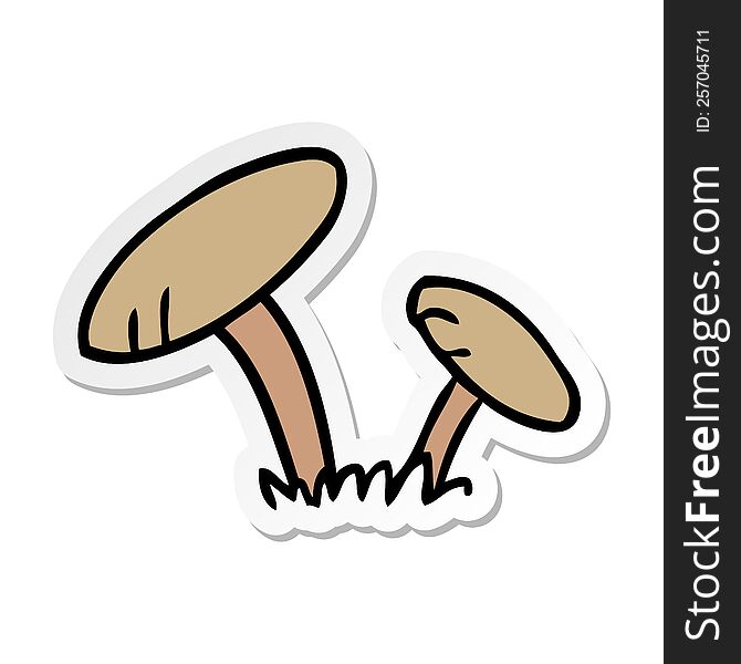 Sticker Cartoon Doodle Of Some Mushrooms