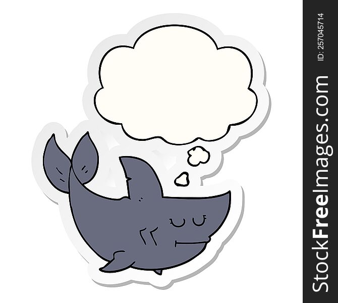 Cartoon Shark And Thought Bubble As A Printed Sticker