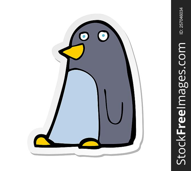 Sticker Of A Cartoon Penguin