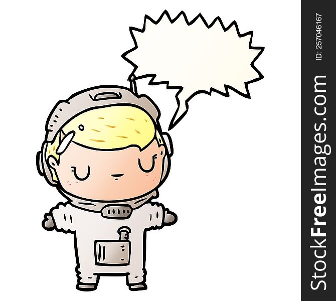 Cute Cartoon Astronaut And Speech Bubble In Smooth Gradient Style