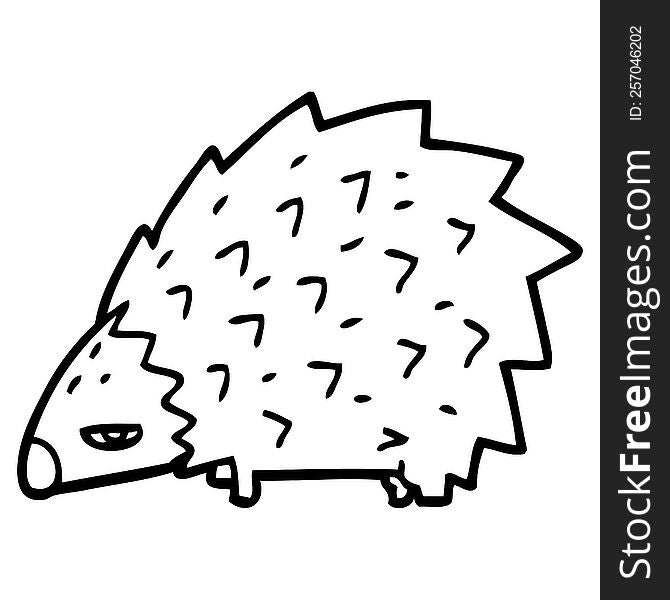 Line Drawing Cartoon Angry Hedgehog