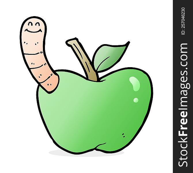 cartoon apple with worm