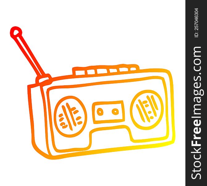 warm gradient line drawing of a cartoon radio player
