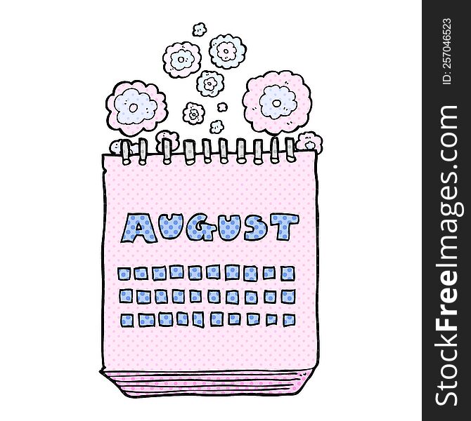 Cartoon Calendar Showing Month Of August