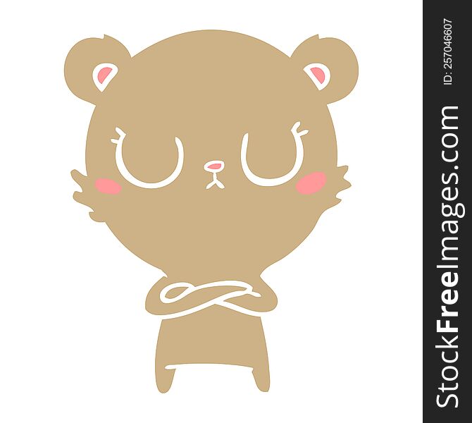 peaceful flat color style cartoon bear cub