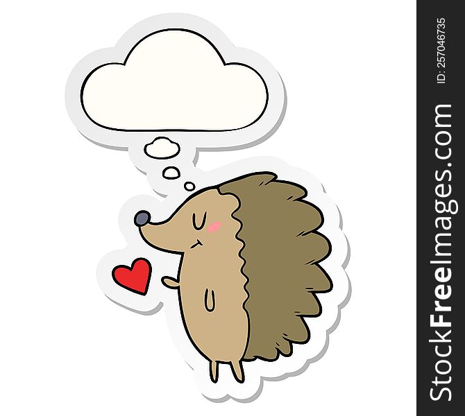 Cute Cartoon Hedgehog And Thought Bubble As A Printed Sticker
