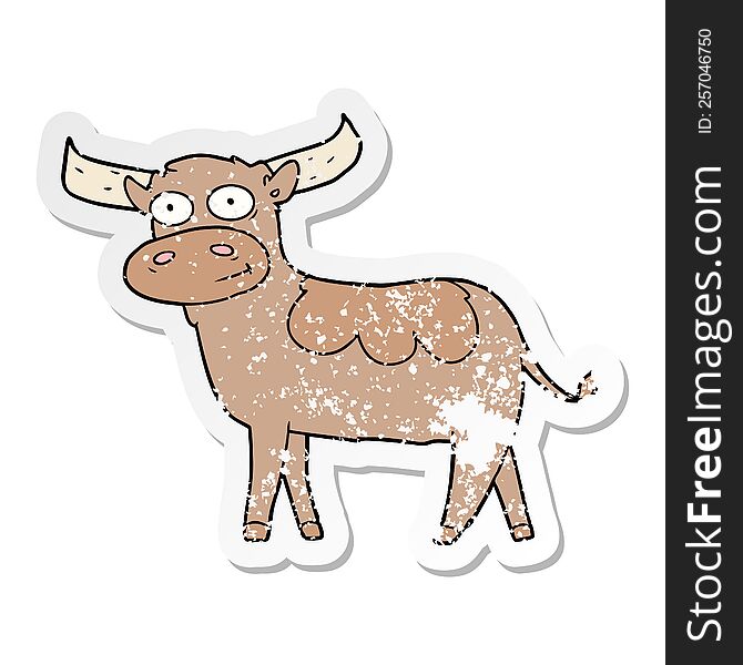 distressed sticker of a cartoon bull