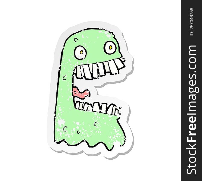 Retro Distressed Sticker Of A Cartoon Gross Ghost