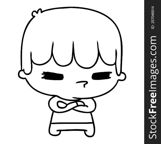 line drawing illustration of a kawaii cute cross boy. line drawing illustration of a kawaii cute cross boy