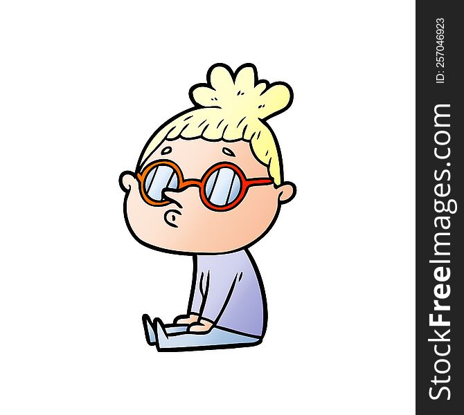 cartoon woman wearing glasses. cartoon woman wearing glasses